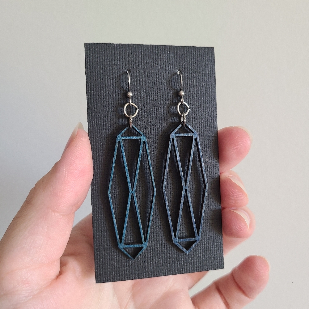 Laser Cut Geometric Wood Earrings